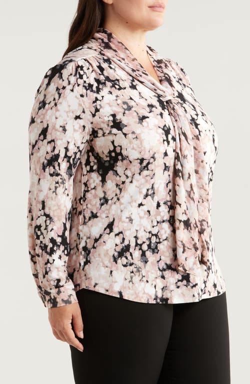 Shop Anne Klein Dot Print Scarf Accent Top In Rose Multi