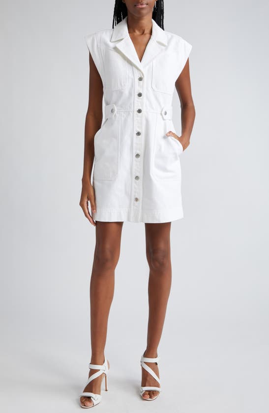 Shop Veronica Beard Jax Denim Minidress In White