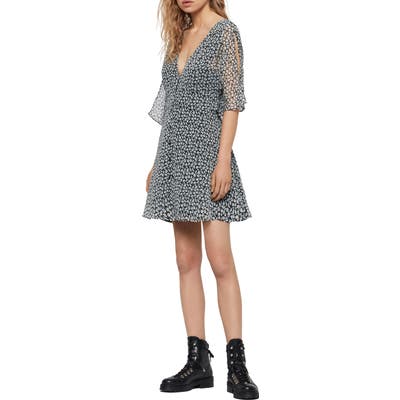 Allsaints Ivey Floral Split Sleeve Minidress, Grey