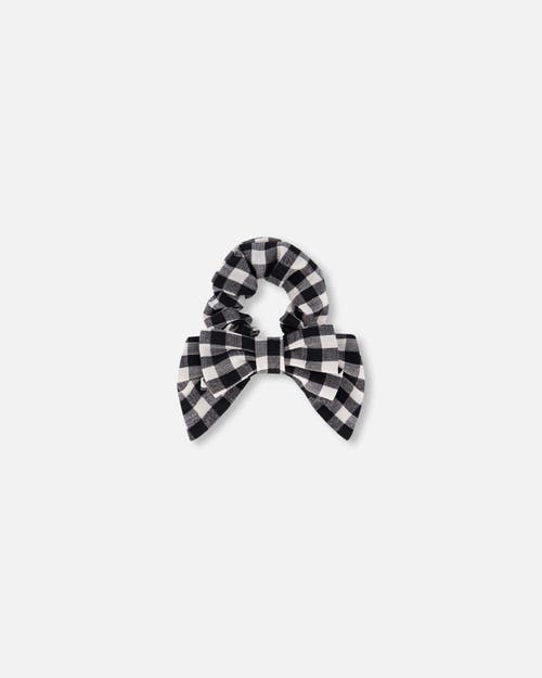 Deux Par Deux Girl's Elastic Hair Tie Little Vichy Black And White at Nordstrom