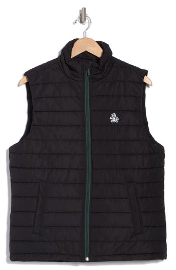 Original Penguin Water Resistant Puffer Vest In True Black