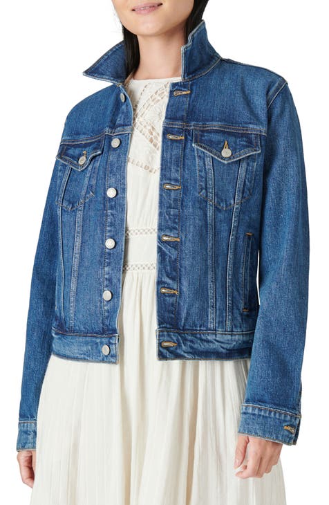 Lucky Brand Solid Blue Denim Jacket Size L - 71% off