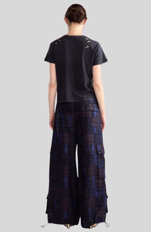 Shop Cynthia Rowley Madrid Madras Cargo Pants In Navy Multi