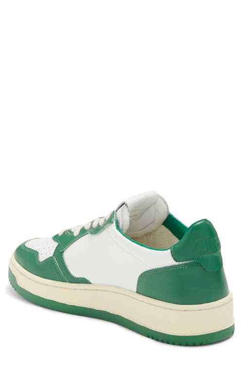 Autry White And Green Two-tone Leather Medalist Low Sneakers In Leat/leat Wht/green