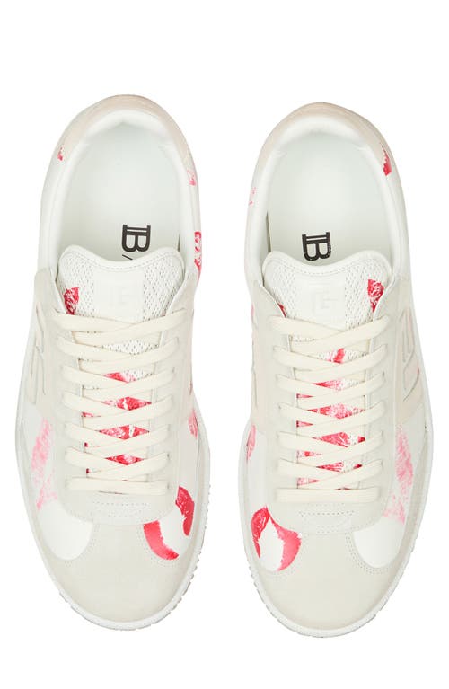 Shop Balmain Swan Low Top Sneaker In White/red