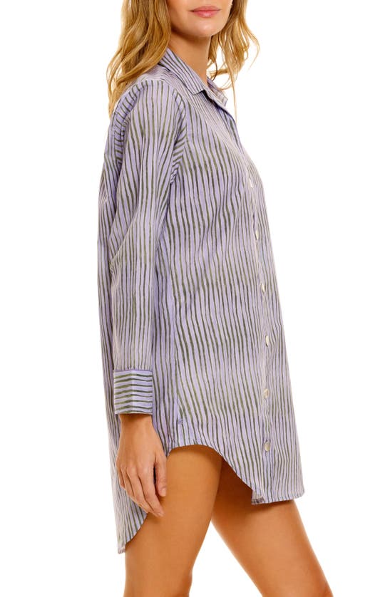 Shop The Lazy Poet Sissy Seagrass & Waves Cotton Nightgown In Purple