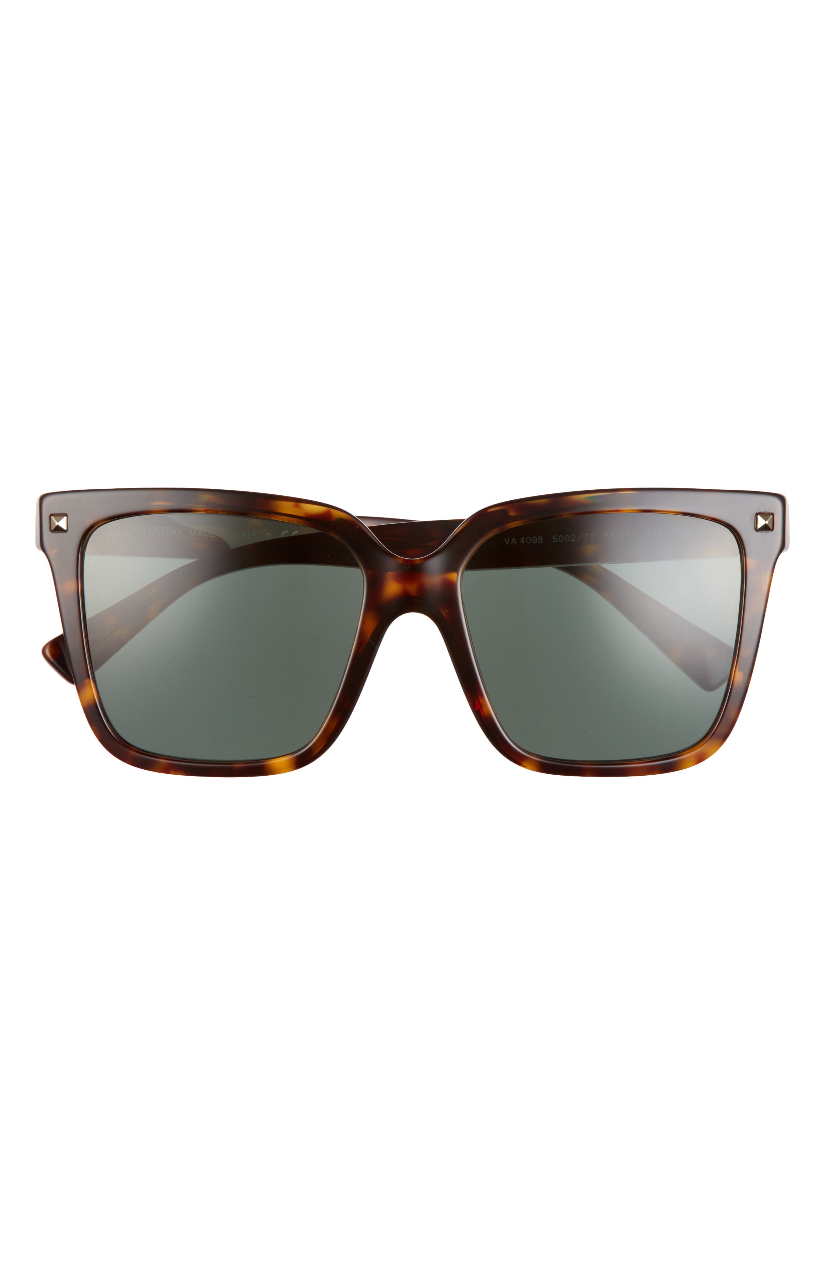 Valentino 55mm Square Sunglasses in Havana/Green at Nordstrom