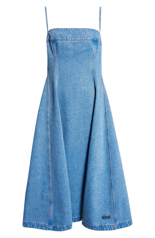 Shop Marni Square Neck Denim Dress In Cobalt