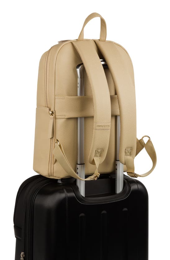 Shop Swissgear 9901 Faux Leather Laptop Backpack In Cream