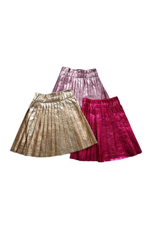 Shop Lola + The Boys Foil Pleated Skirt In Gold