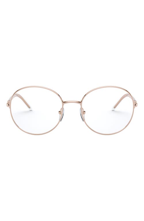 Prada 53mm Round Optical Glasses in Pink Gold at Nordstrom