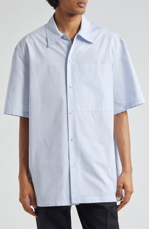 Jil Sander Boxy Fit Stripe Short Sleeve Cotton Button-Up Shirt Blue Fly Catcher at Nordstrom, Eu
