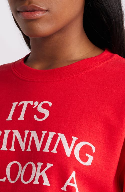 Shop Junk Food It's Beginning Holiday Cotton Graphic Sweatshirt In Red