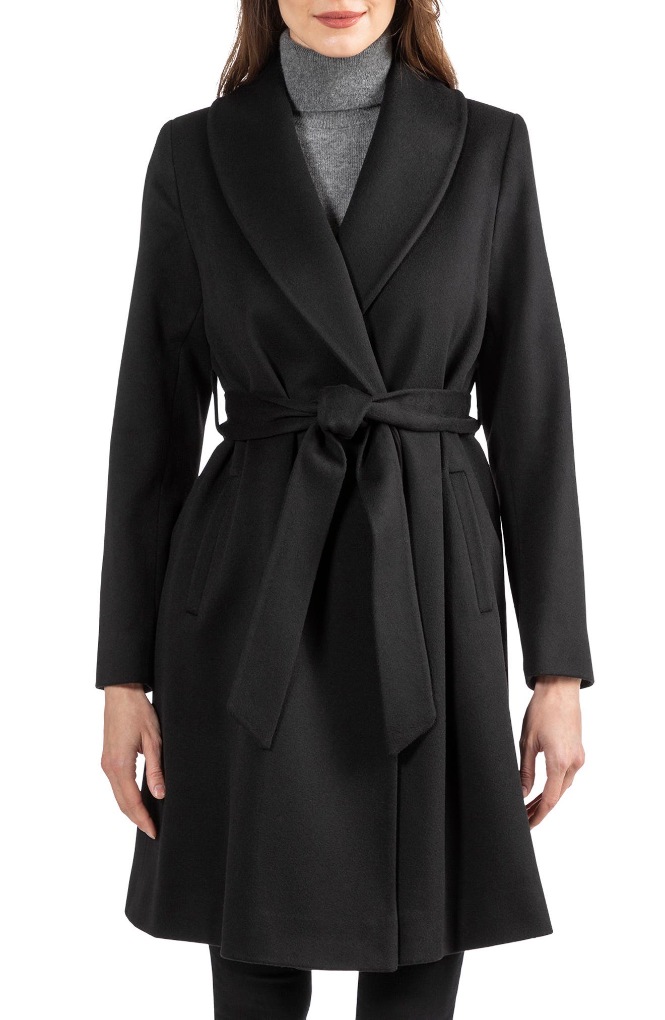 wool blend wrap coat