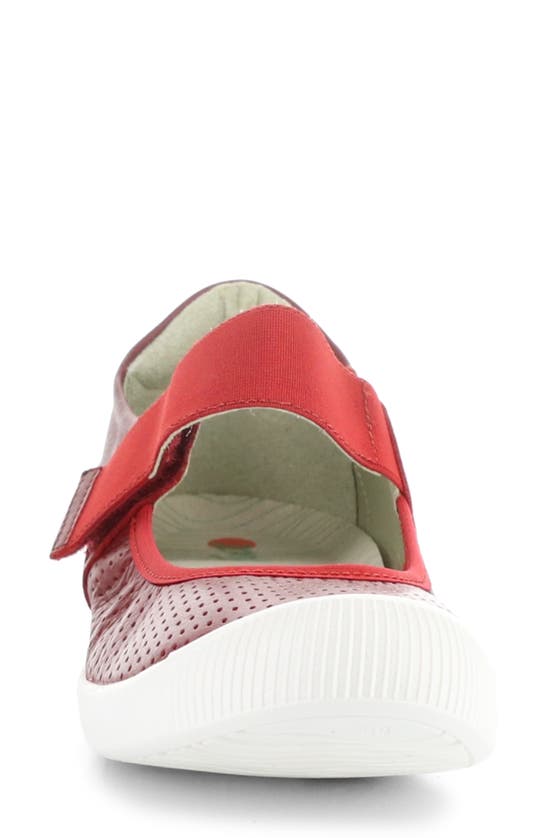 Softinos By Fly London Iglu Mary Jane Flat In Red Smooth Leather