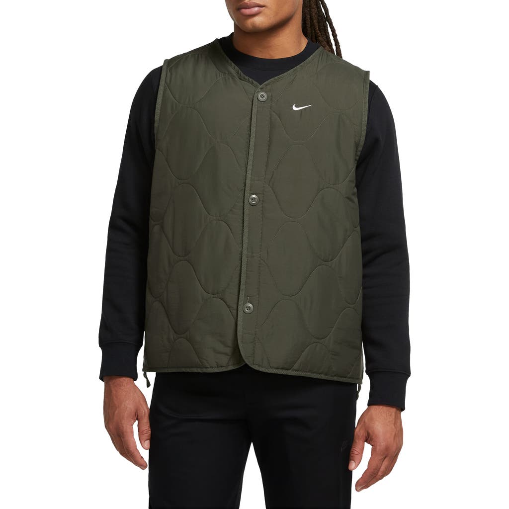 Shop Nike Woven Insulated Military Vest In Cargo Khaki/white
