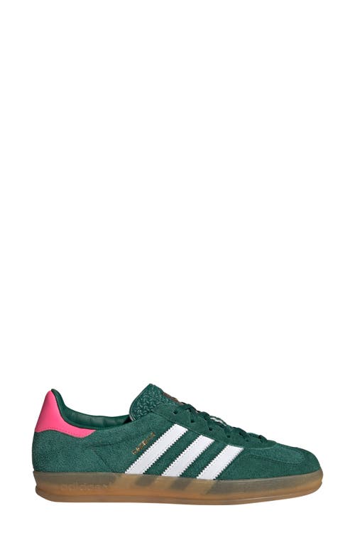 Shop Adidas Originals Adidas Gazelle Indoor Sneaker In Green/white/lucid Pink