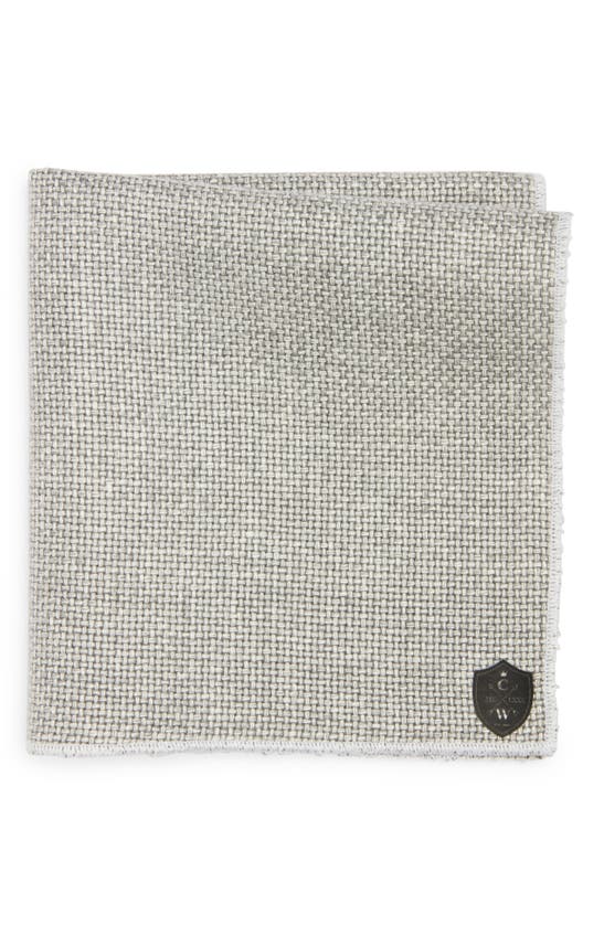 Shop Clifton Wilson Basket Weave Linen Pocket Square In Grey