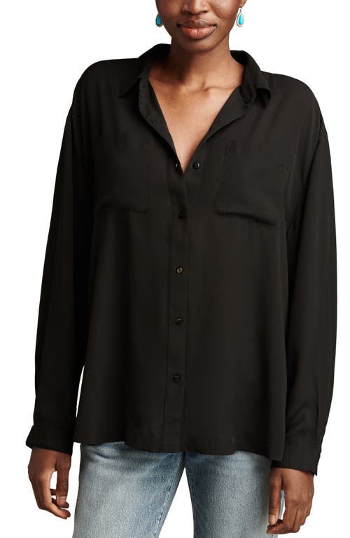 Lucky Brand Pleated Back Shirt In Caviar