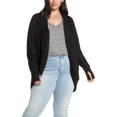Plus Size Caslon Off Duty Knit Cardigan, Black