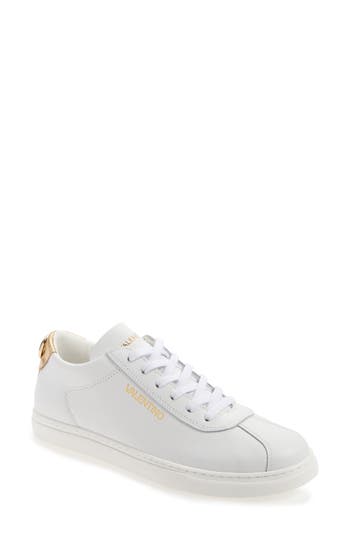 Valentino By Mario Valentino Sandy Low Top Sneaker In White Gold