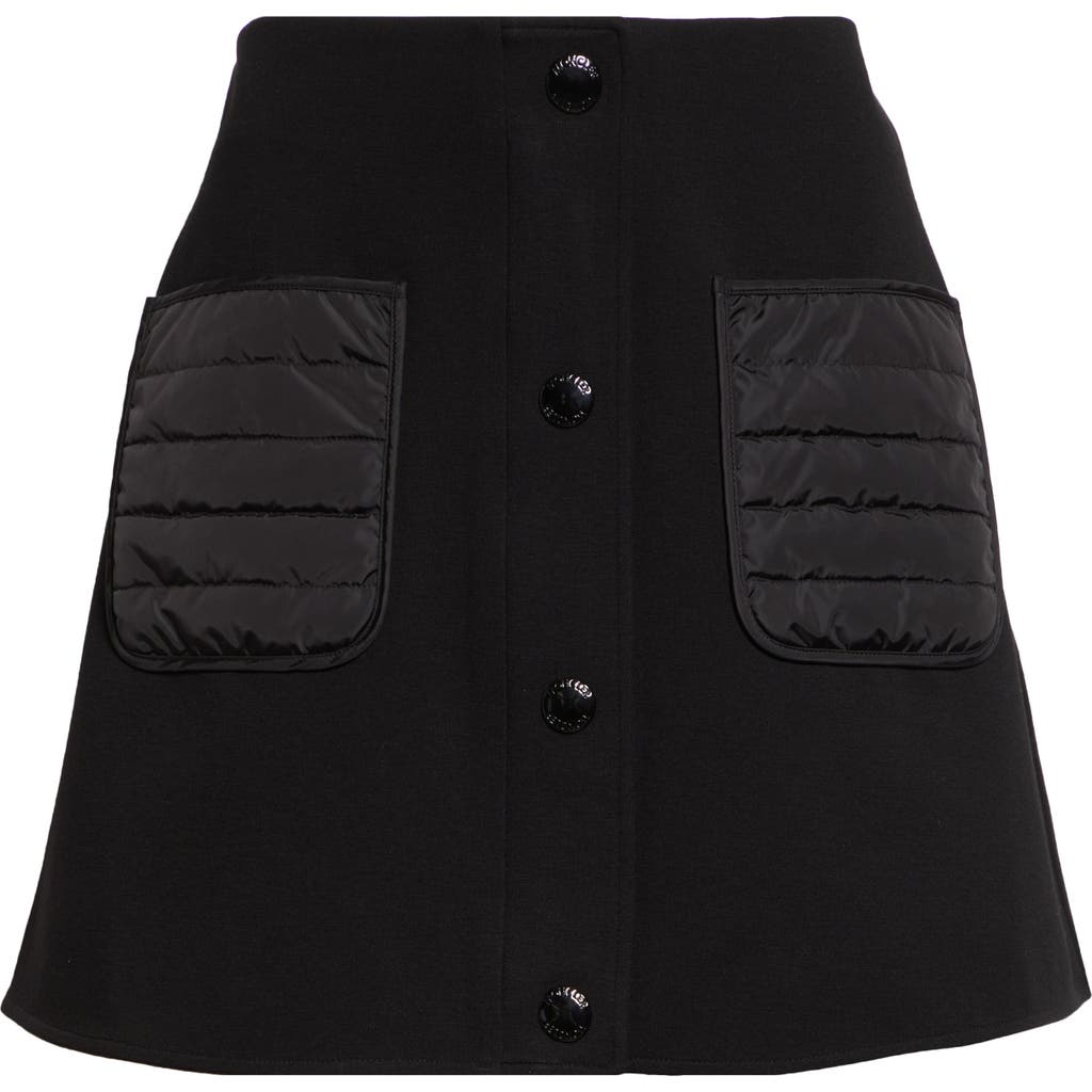 Moncler Quilted Pocket Snap Front Miniskirt In Black