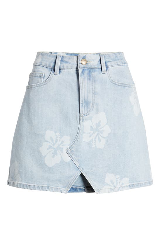 Shop Rip Curl Hibiscus Heat Overdyed Denim Skirt In Light Blue