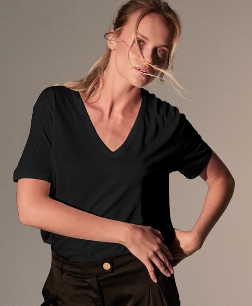 MAJESTIC MAJESTIC FILATURES LYOCELL COTTON SEMI RELAXED SHORT SLEEVE V-NECK T-SHIRT