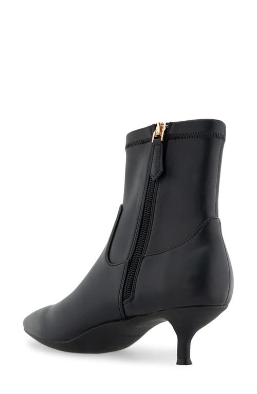 Aerosoles Lasko Kitten Heel Bootie In Black Stretch Smooth Faux