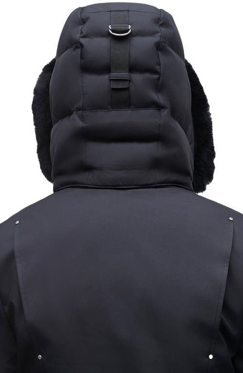 Moose Knuckles Baltic Down Parka With Genuine Shearling Trim In Navy/black