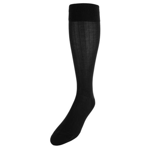 Trafalgar Jasper Ribbed Over The Calf Solid Color Mercerized Cotton Socks In Black