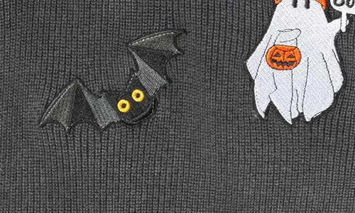 Shop Andy & Evan Kids' Halloween Patch Cotton Hoodie In Black Patches