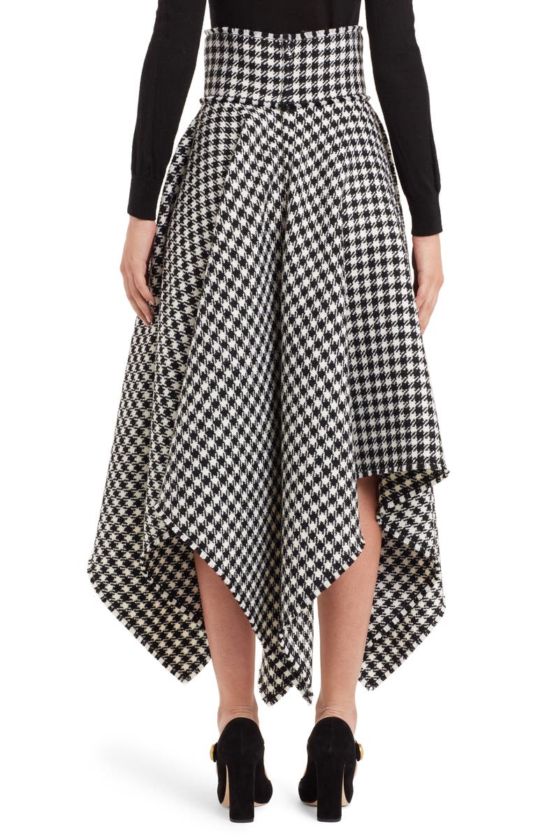 Dolce&Gabbana Houndstooth Handkerchief Hem Stretch Wool Skirt, Alternate, color, 