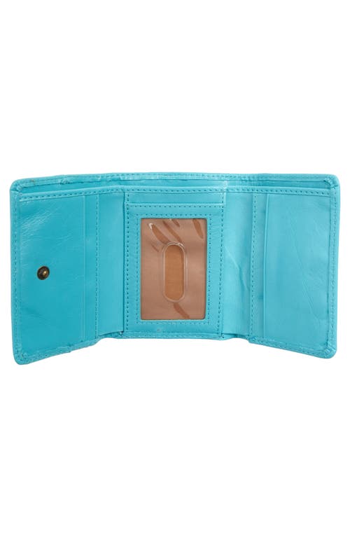 Shop Hobo Mini Jill Leather Trifold Wallet In Light Aqua