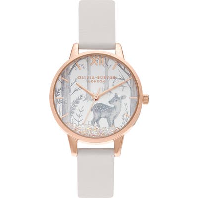 Olivia Burton Snow Globe Faux Leather Strap Watch, 30Mm