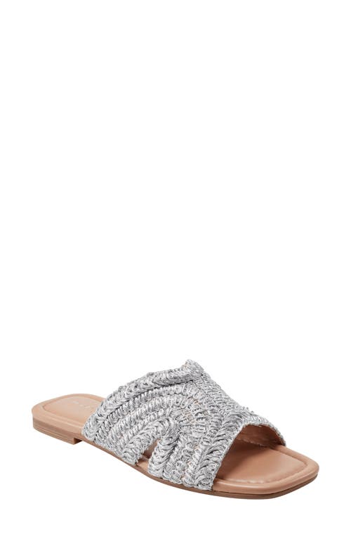 Shop Marc Fisher Ltd Narda Raffia Slide Sandal In Metallic Silver