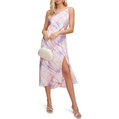 Astr The Label Bias Cut Sleeveless Satin Midi Dress, Pink