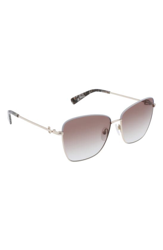 Longchamp Amazone 59mm Rectangle Sunglasses In Gold/ Azure