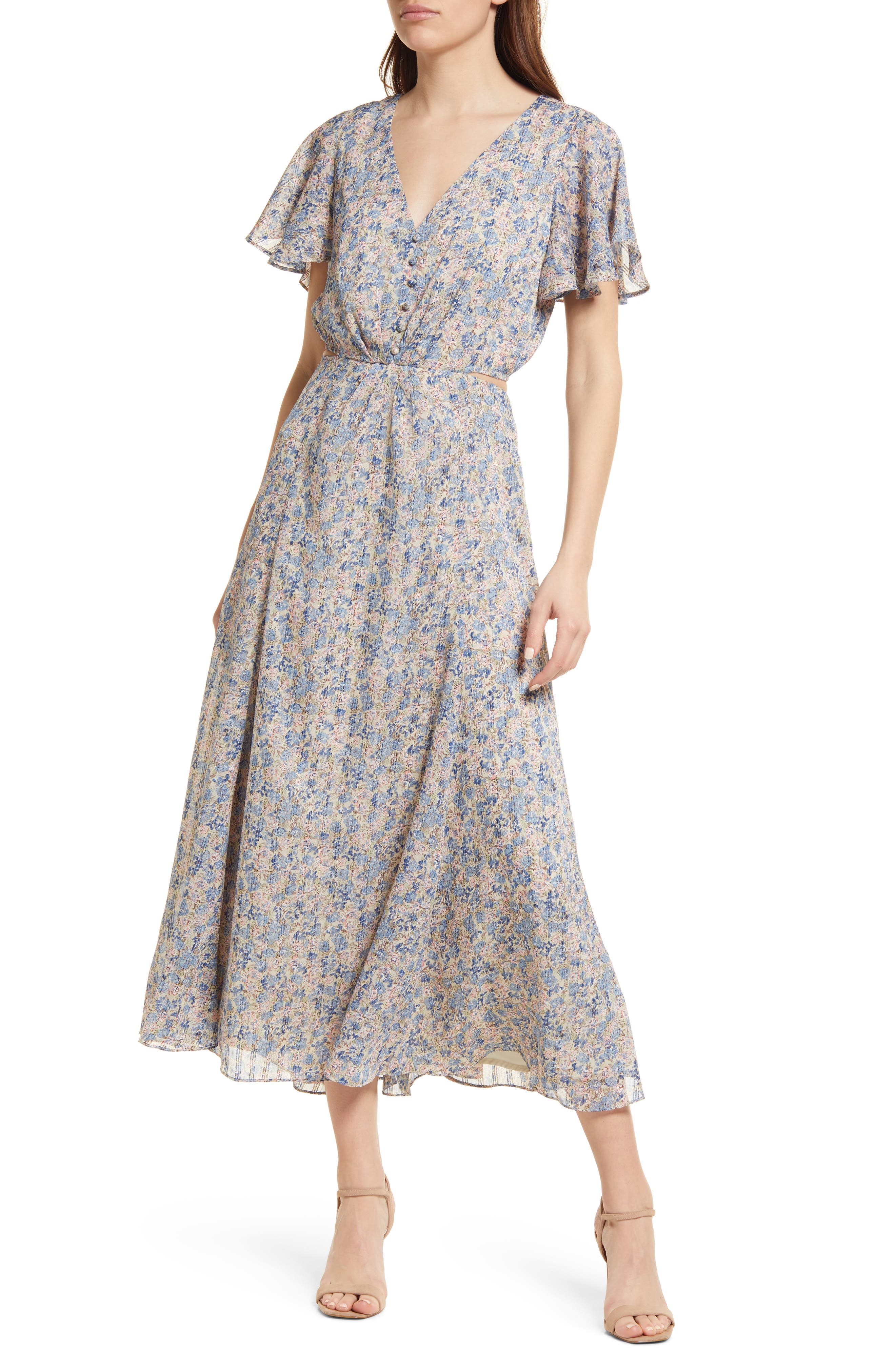 Chelsea28 Floral Short Sleeve Cutout 