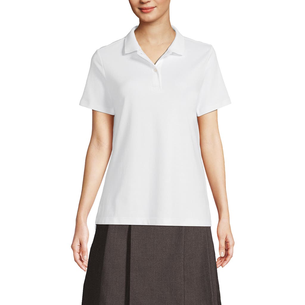 Lands' End School Uniform Short Sleeve Feminine Fit Interlock Polo Shirt In White