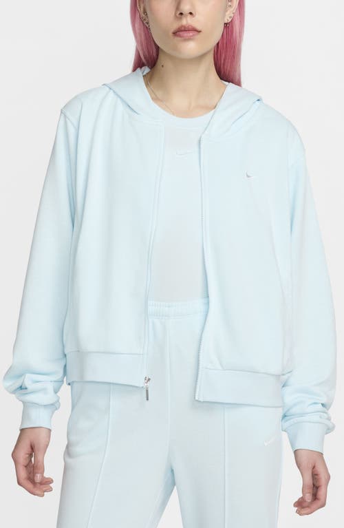 Shop Nike Sportswear Chill French Terry Full Zip Hooded Jacket In Glacier Blue/sail