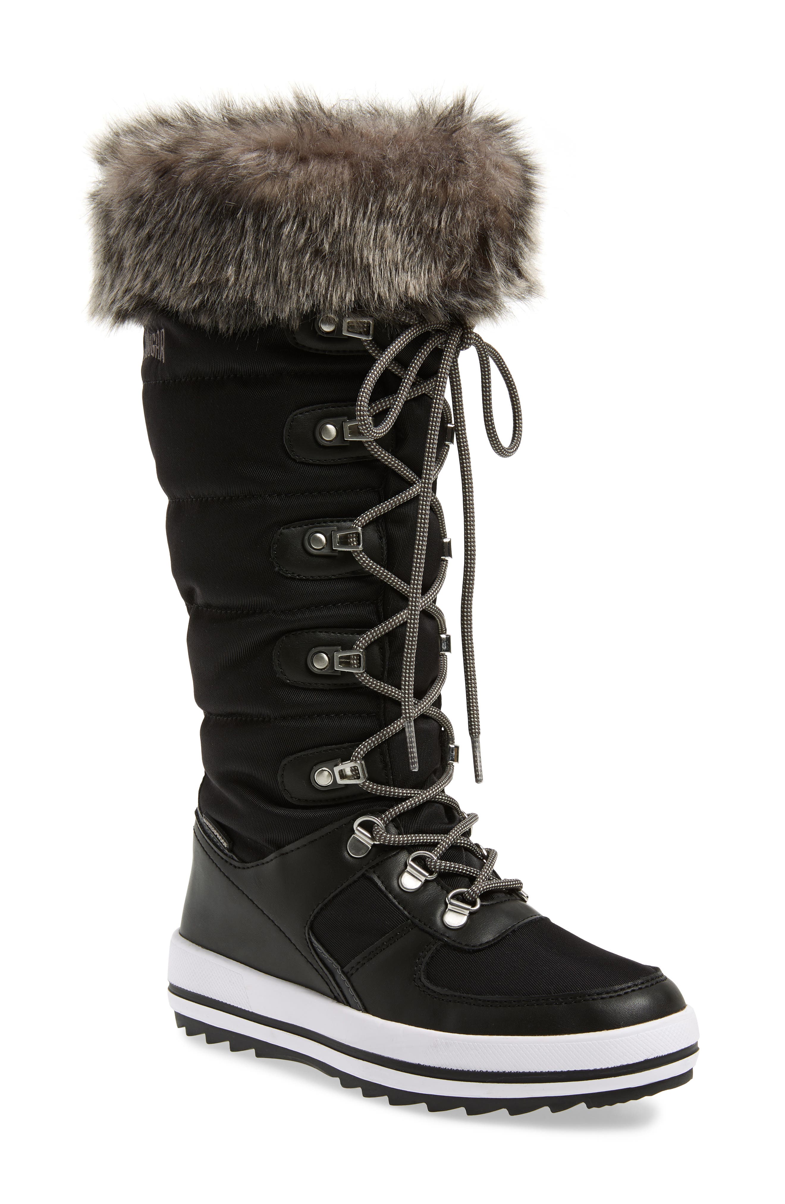 vesta faux fur collar knee high snow boot