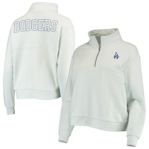 Women's The Wild Collective Light Blue Detroit Tigers Two-Hit Quarter-Zip  Pullover Top