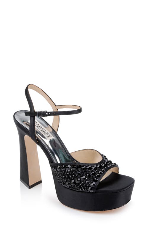 Shop Badgley Mischka Collection Bryleigh Ankle Strap Platform Sandal In Black Satin