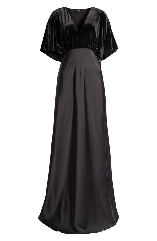 Shop Cece Dolman Sleeve Velvet & Satin Dress In Rich Black