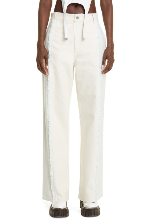 Dion Lee Fringe Trim High Waist Straight Leg Jeans in Clear Blue/Natural