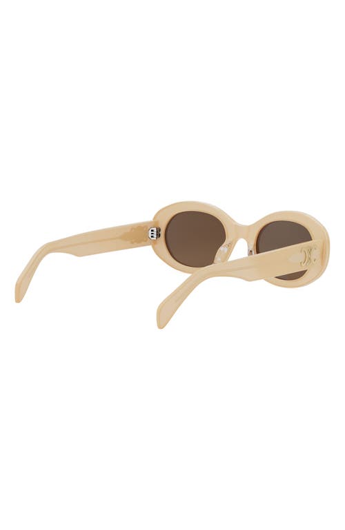 Shop Celine Triomphe 52mm Oval Sunglasses In Orange/other/brown