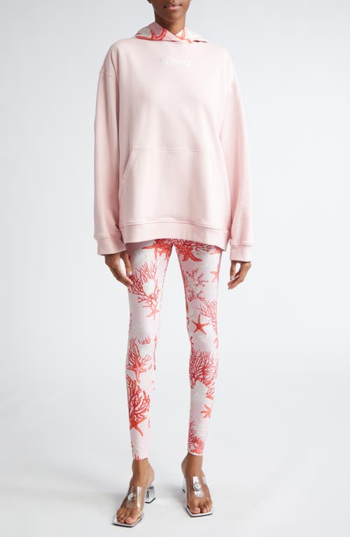 Shop Versace Holiday Print High Waist Leggings In Dusty Rose Coral Bone