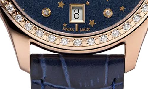 Frederique Constant Classic Leather Strap Watch, 36mm In Blue/rose Gold