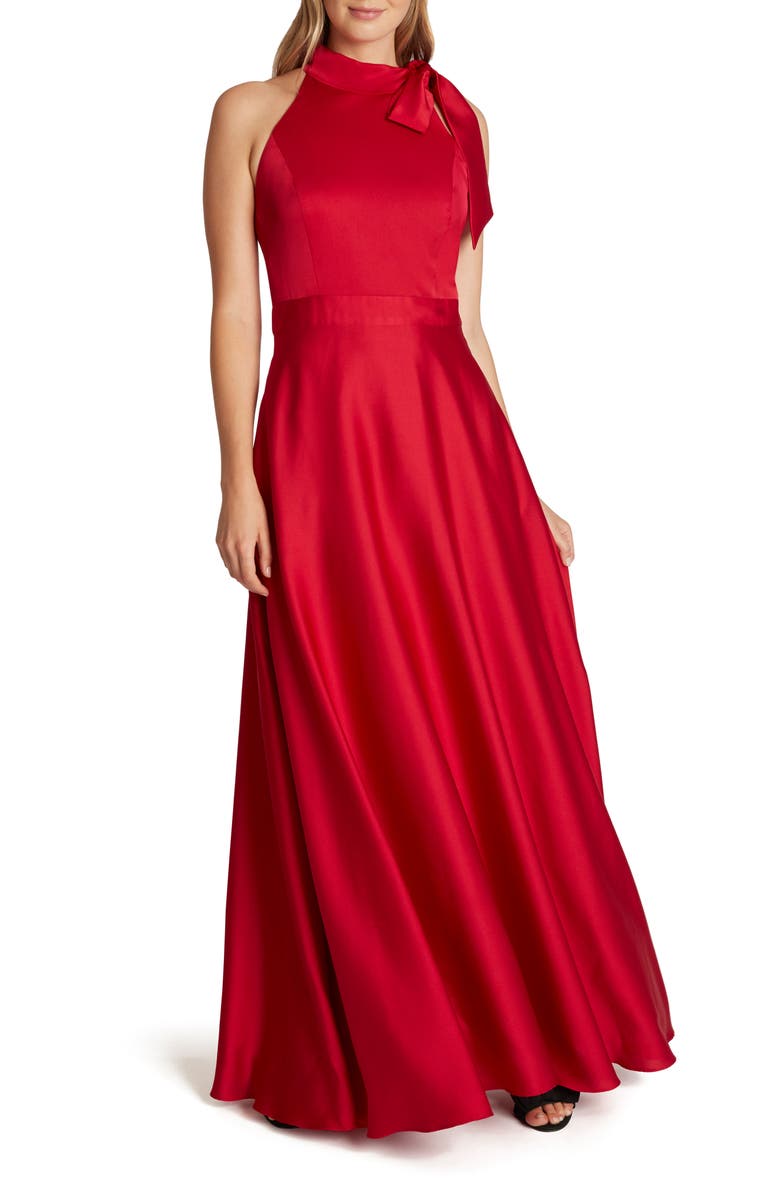 Tahari Hammered Satin A-Line Gown, Main, color, 